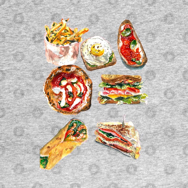 watercolor fastfood illustration by ibtihella